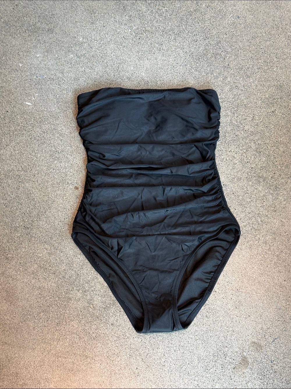 J. Crew Black Strapless Ruched One-Piece Swimsuit